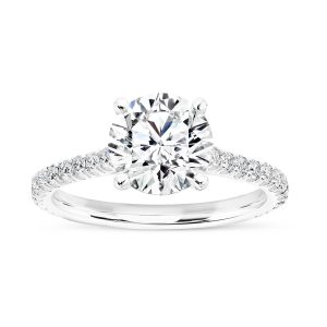 14K White Gold U Prong Cathedral Engagement Ring
