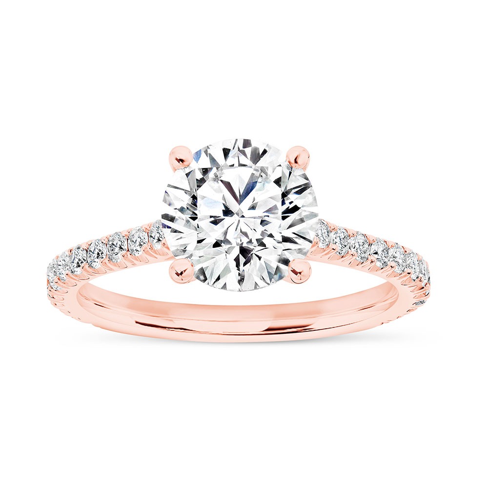 14K Rose Gold U Prong Cathedral Engagement Ring