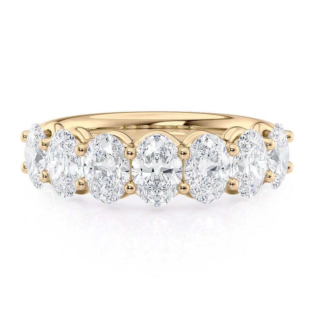 18K Yellow Gold Shared Prong U Diamond Oval Band (1.66CTW)