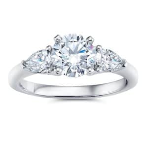 Platinum Three Stone Pear Diamond Engagement Ring