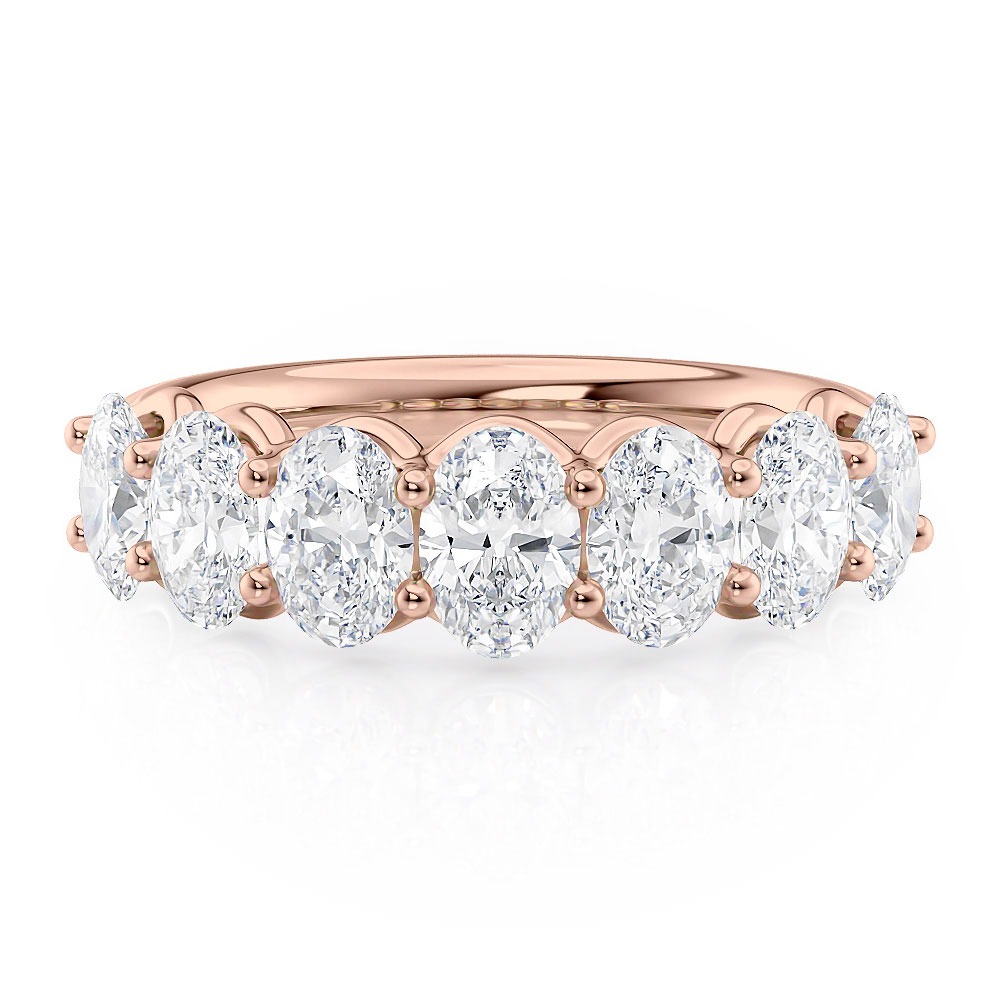 14K Rose Gold Shared Prong U Diamond Oval Band (1.66CTW)