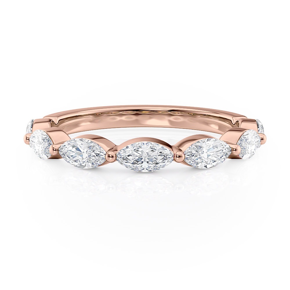 14K Rose Gold Single Prong Marquise Band (0.65CTW)