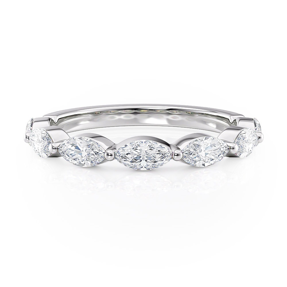 14K White Gold Single Prong Marquise Band (0.65CTW)