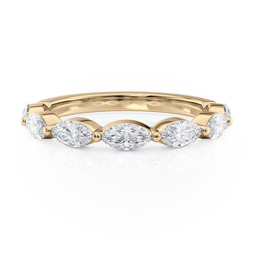 14K Yellow Gold Single Prong Marquise Band (0.65CTW)