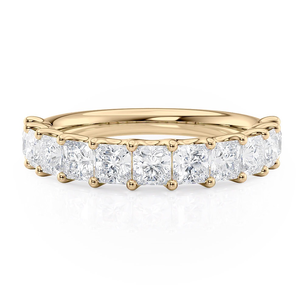 18K Yellow Gold Shared Prong U Diamond Radiant Band (1.10CTW)