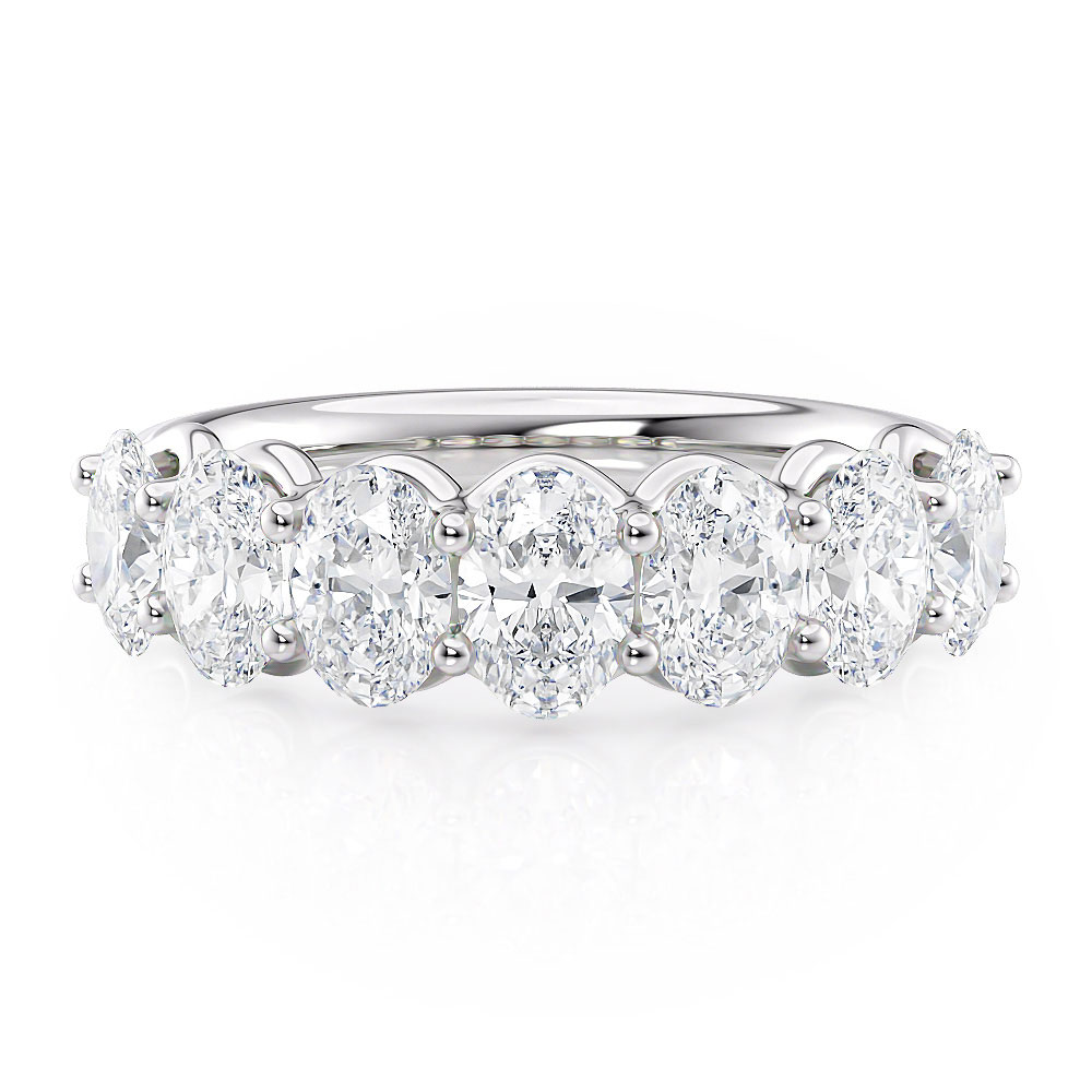 Platinum Shared Prong U Diamond Oval Band (1.66CTW)