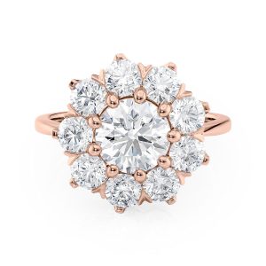 14K Rose Gold Starburst Floral Diamond Halo Engagement Ring 14K Rose Gold Starburst Floral Diamond Halo Engagement Ring
