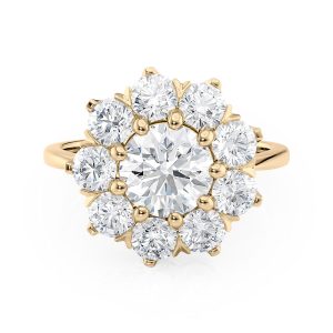 18K Yellow Gold Starburst Floral Diamond Halo Engagement Ring 18K Yellow Gold Starburst Floral Diamond Halo Engagement Ring