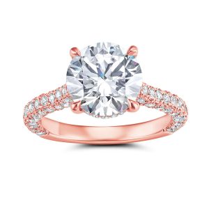 14K Rose Gold Micro Pave Cathedral Engagement Ring 14K Rose Gold Micro Pave Cathedral Engagement Ring
