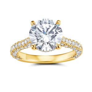 18K Yellow Gold Micro Pave Cathedral Engagement Ring 18K Yellow Gold Micro Pave Cathedral Engagement Ring