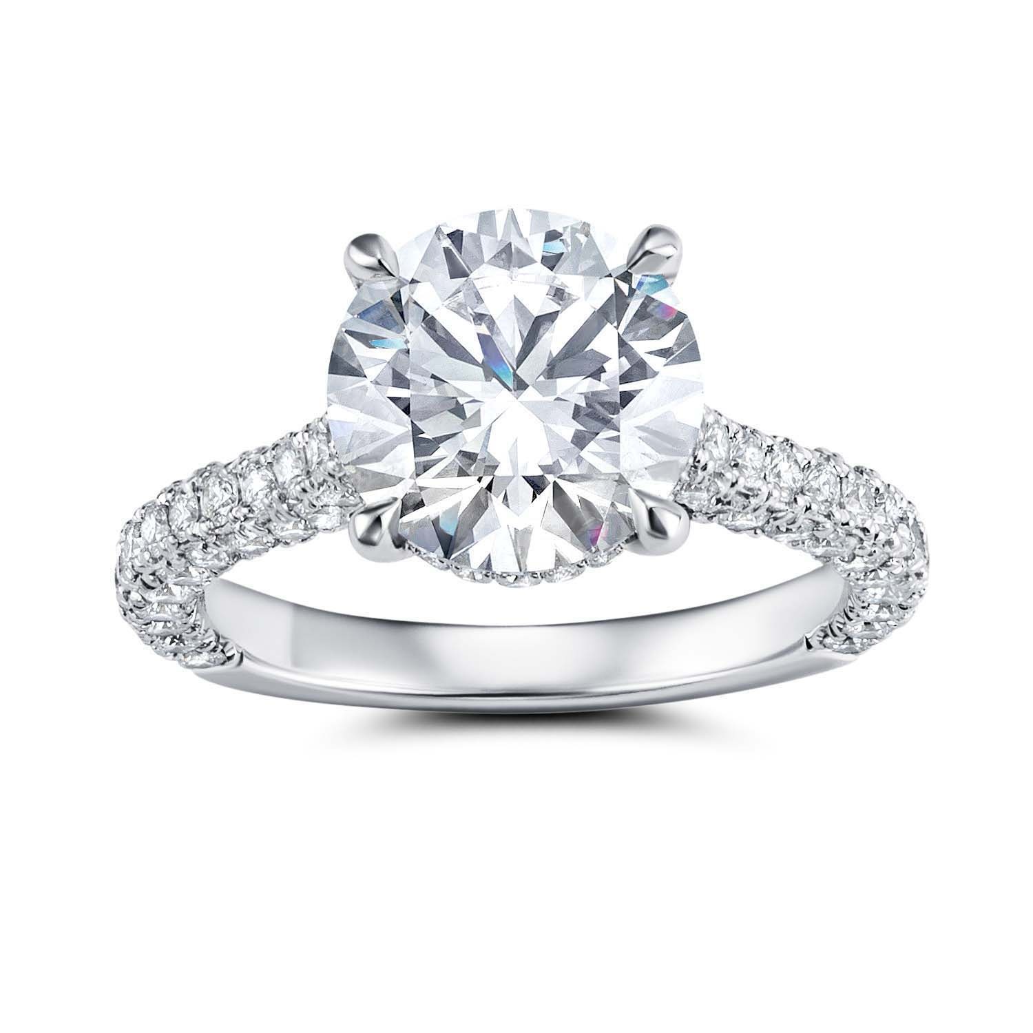 Platinum Micro Pave Cathedral Engagement Ring