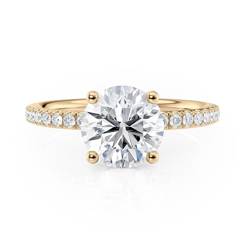 18K Yellow Gold Hidden Halo Engagement Ring