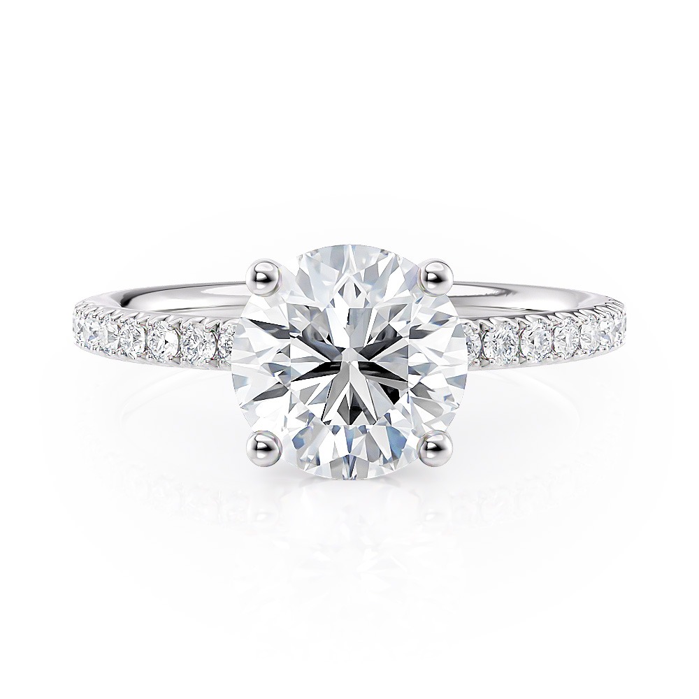 14K White Gold Hidden Halo Engagement Ring