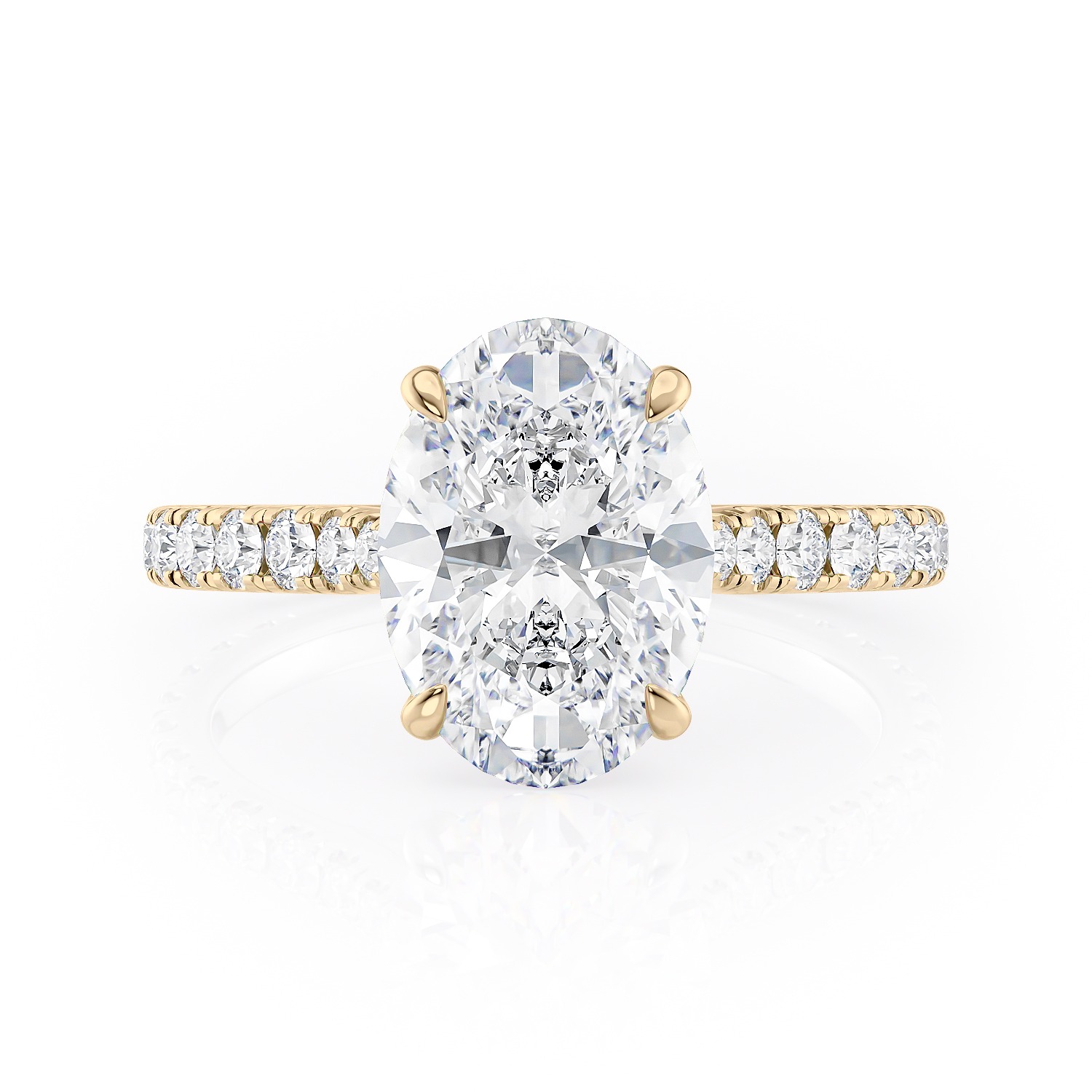 18K Yellow Gold U Prong Tapered Cathedral Engagement Ring