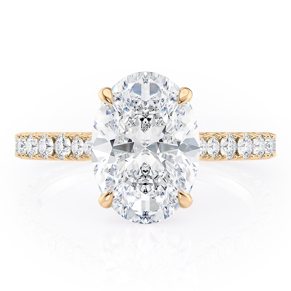 14K Yellow Gold U Prong Tapered Cathedral Engagement Ring