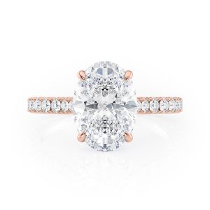 14K Rose Gold U Prong Tapered Cathedral Engagement Ring