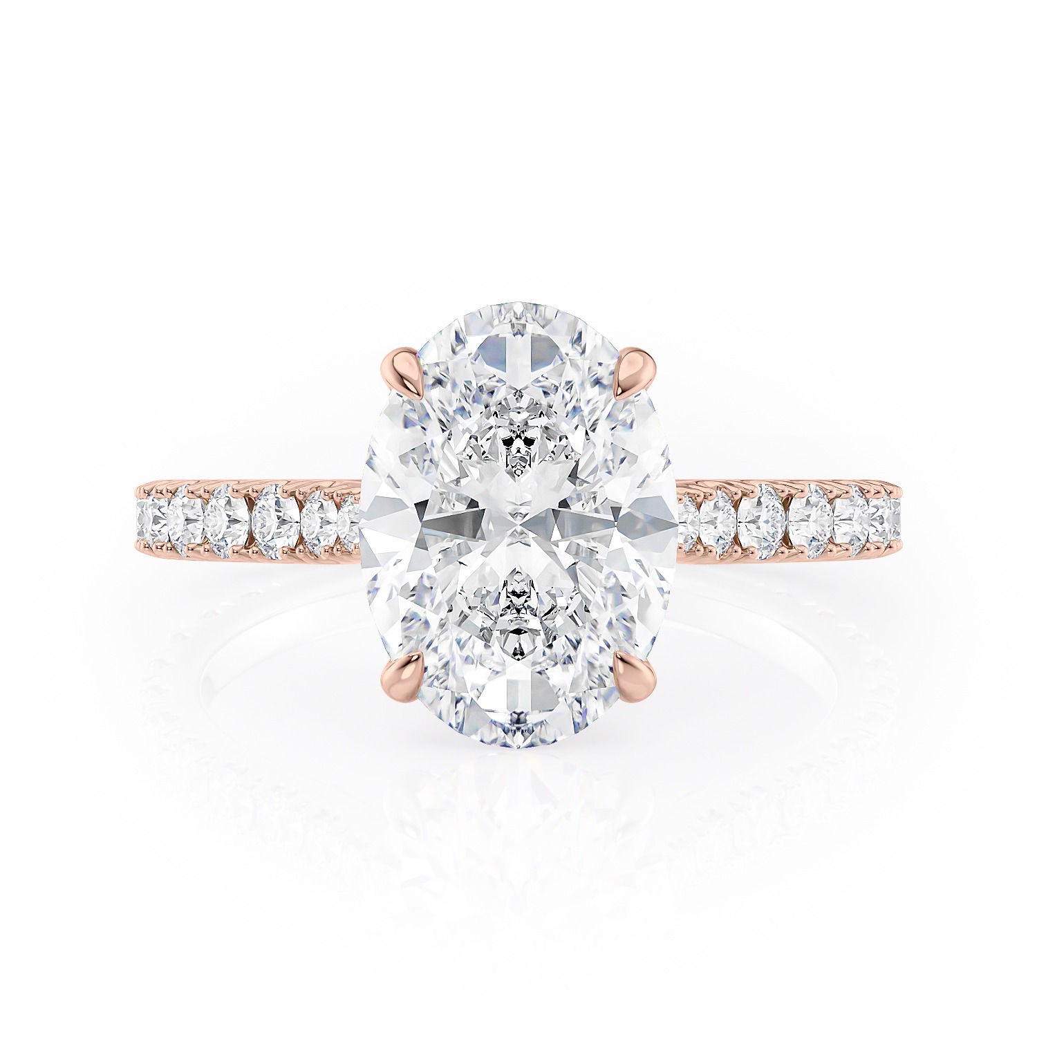 14K Rose Gold U Prong Tapered Cathedral Engagement Ring