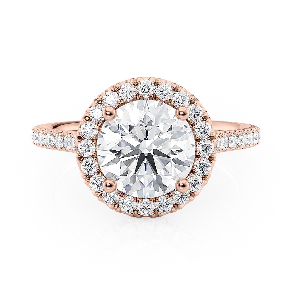 14K White Rose Petite Halo Engagement Ring