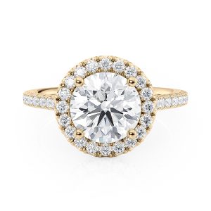 18K Yellow Gold Petite Halo Engagement Ring 18K Yellow Gold Petite Halo Engagement Ring