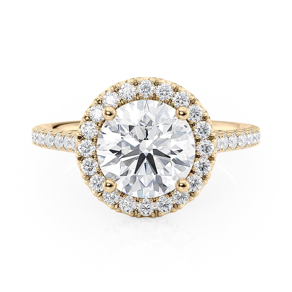 14K Yellow Gold Petite Halo Engagement Ring