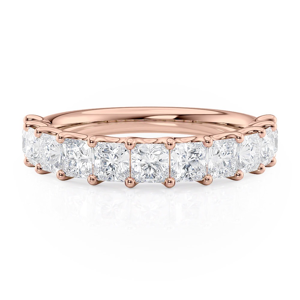14K Rose Gold Shared Prong U Diamond Radiant Band (1.10CTW)