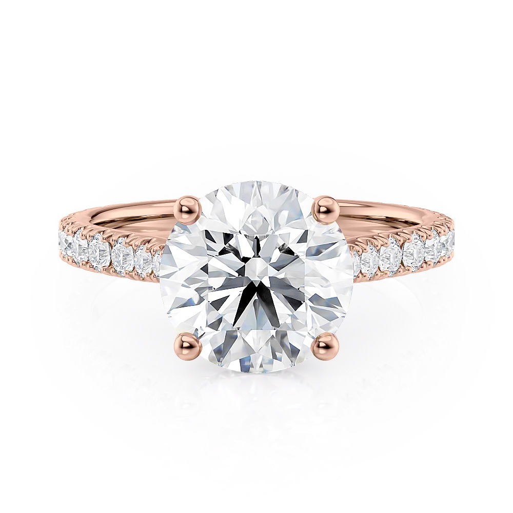 14K Rose Gold Hidden Halo Cathedral Engagement Ring