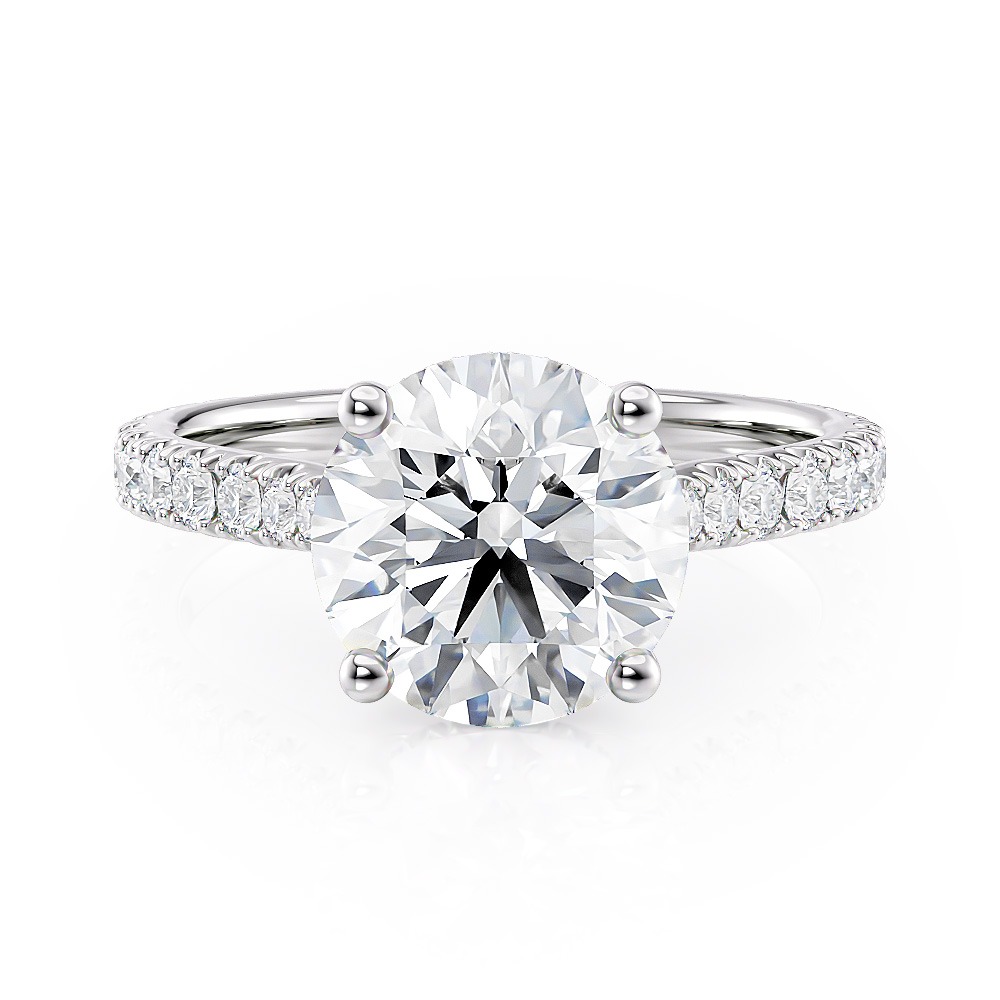 18K White Gold Hidden Halo Cathedral Engagement Ring