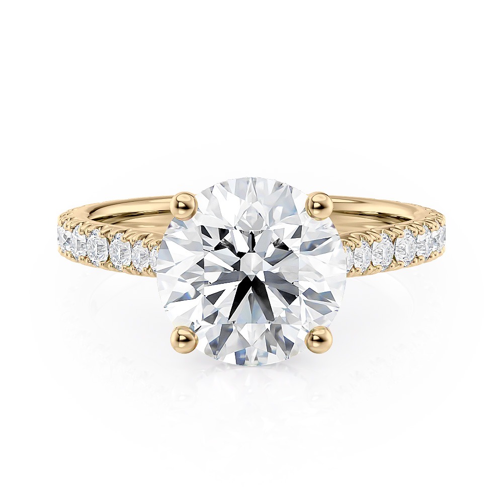 18K Yellow Gold Hidden Halo Cathedral Engagement Ring