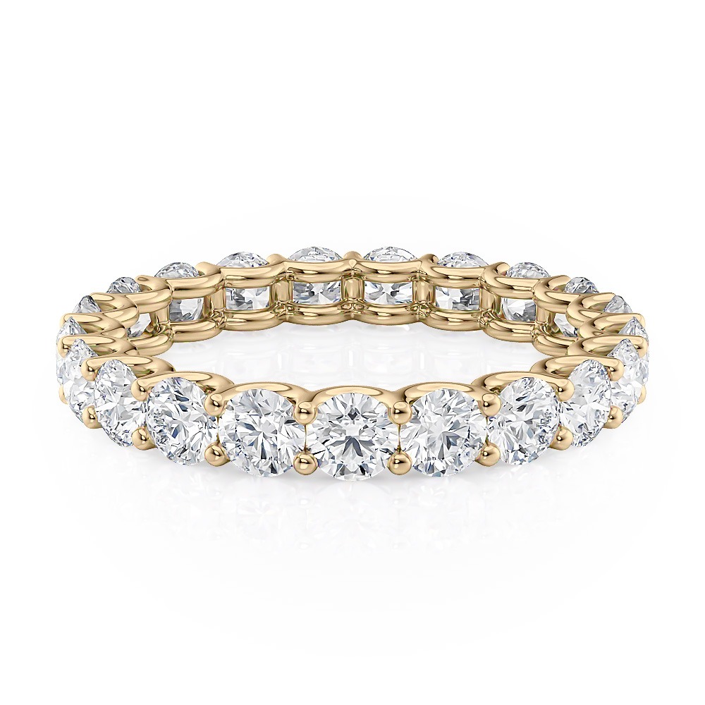 14K Yellow Gold eternity shared prong U band