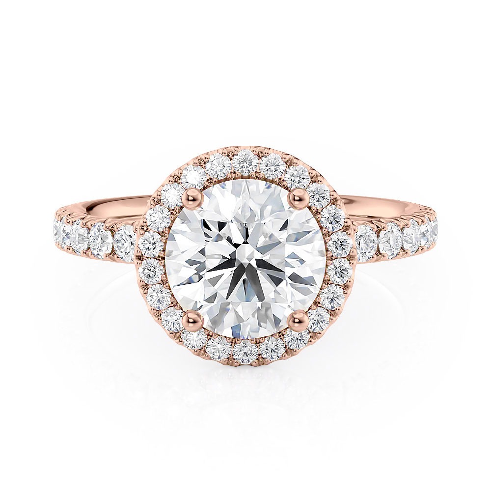 14K Rose Gold Floating Halo Engagement Ring