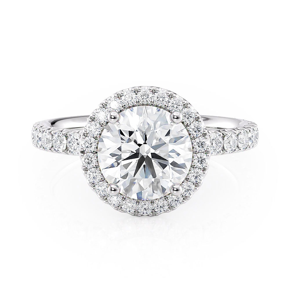 Platinum Floating Halo Engagement Ring