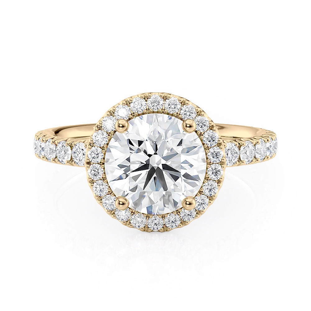 18K yellow Gold Floating Halo Engagement Ring