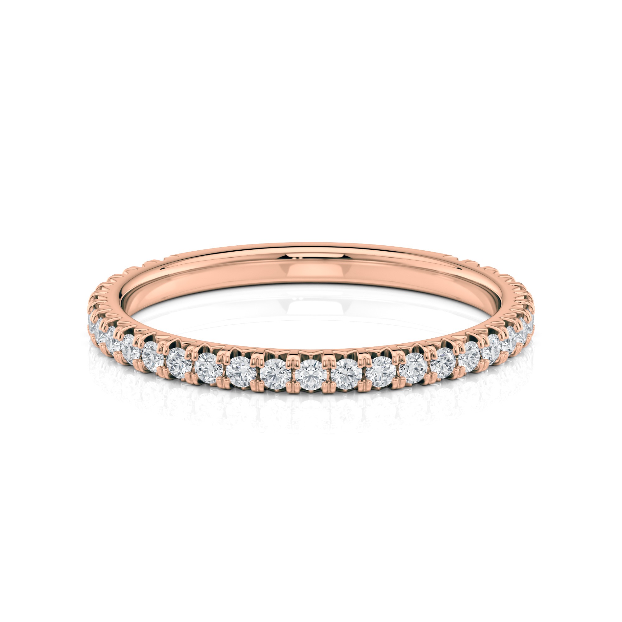 14k Rose Gold French Cut Diamond Wedding Band