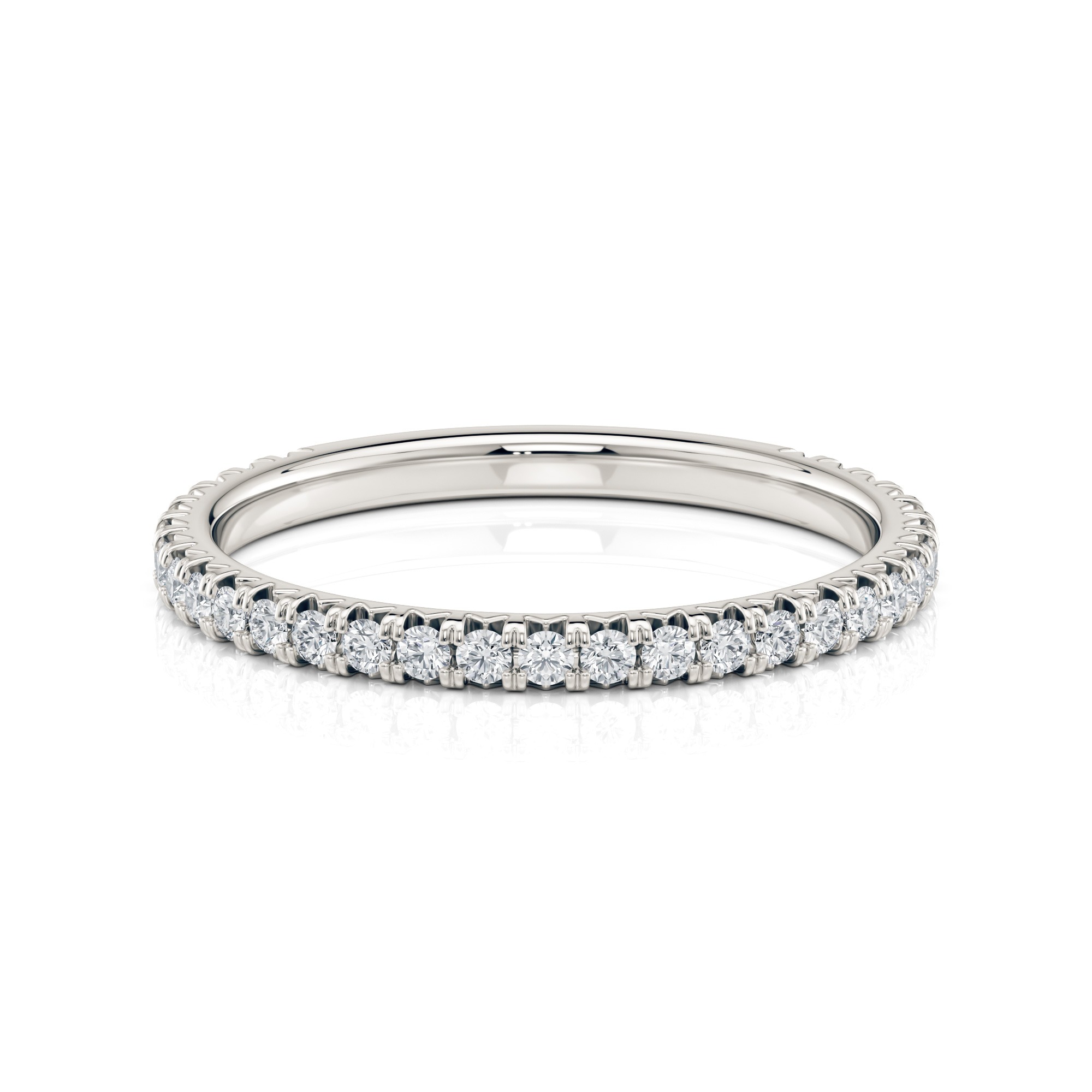 18k White Gold French Cut Diamond Wedding Band