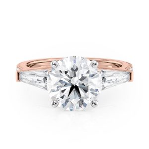 14K Rose Gold Baguette and Pave Engagement Ring 14K Rose Gold Baguette and Pave Engagement Ring