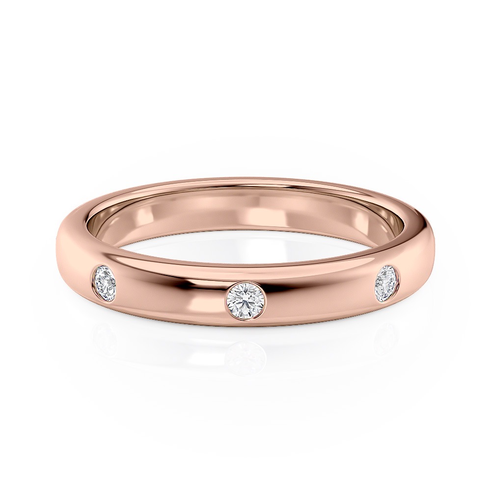 14k Rose Gold Flush Set Diamond Wedding Band