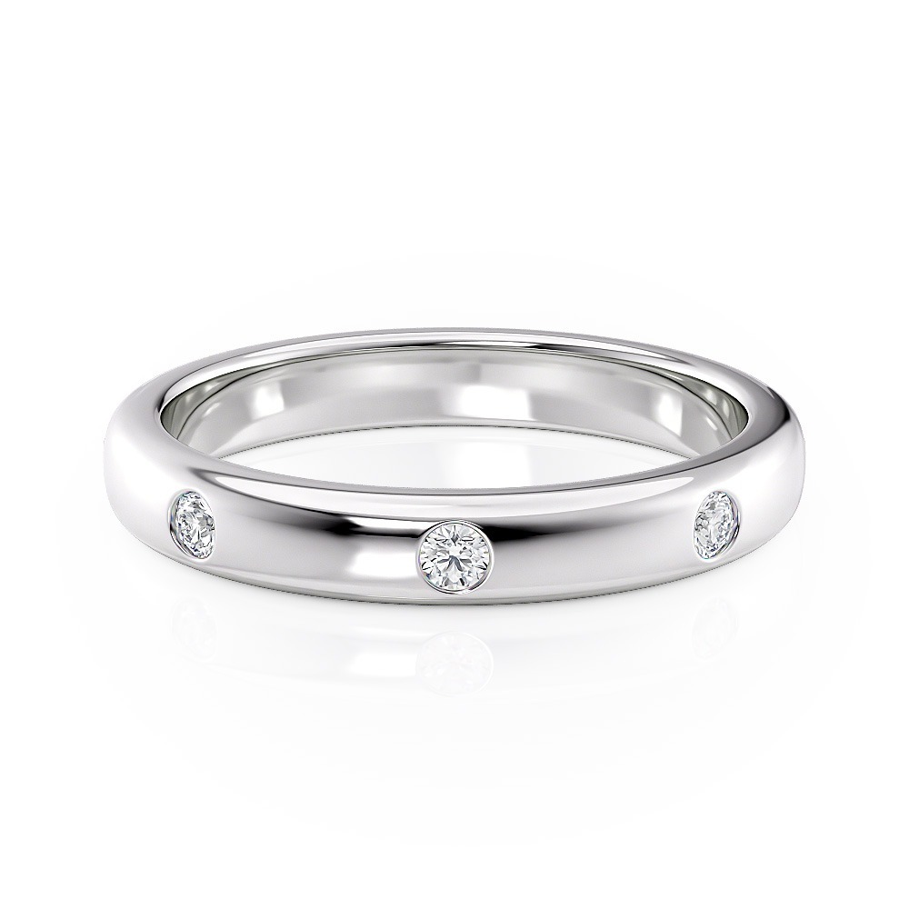 Platinum Flush Set Diamond Wedding Band