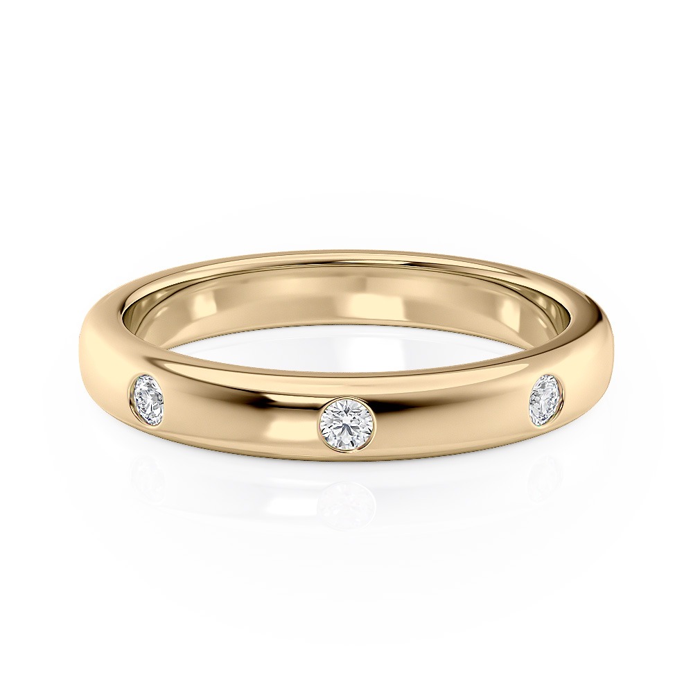14k Yellow Gold Flush Set Diamond Wedding Band