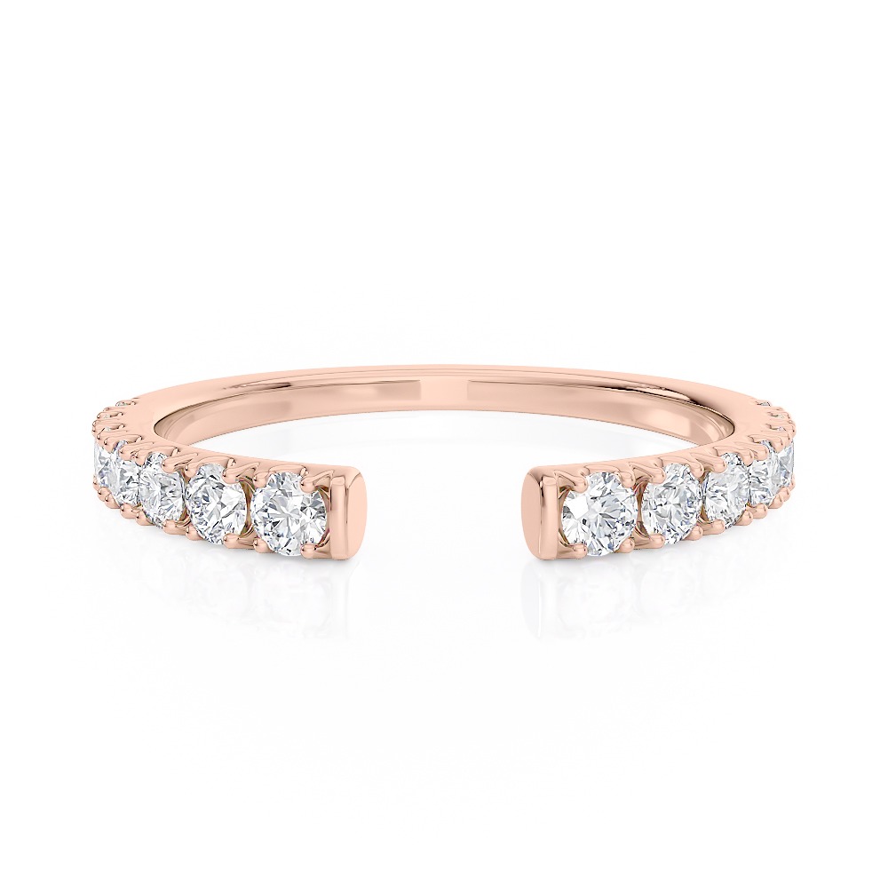 14k Rose Gold Diamond Open Tapered Band