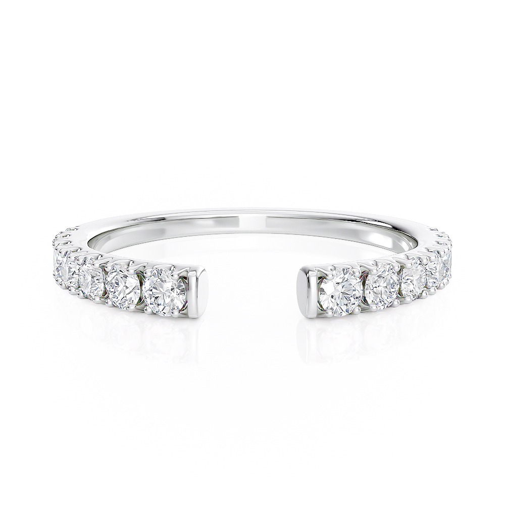 18k White Gold Diamond Open Tapered Band
