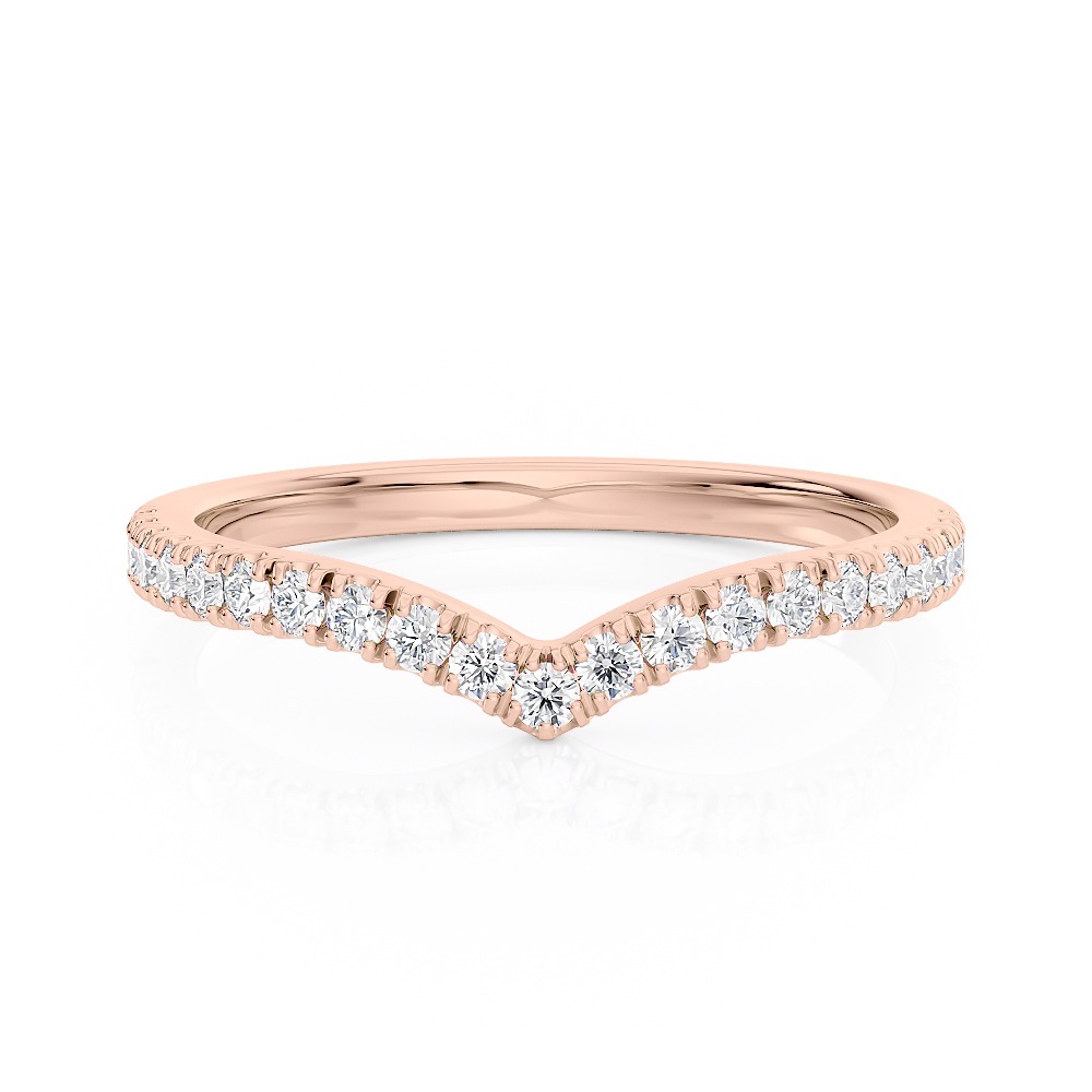 14k Rose Gold Diamond Petite Curved Band