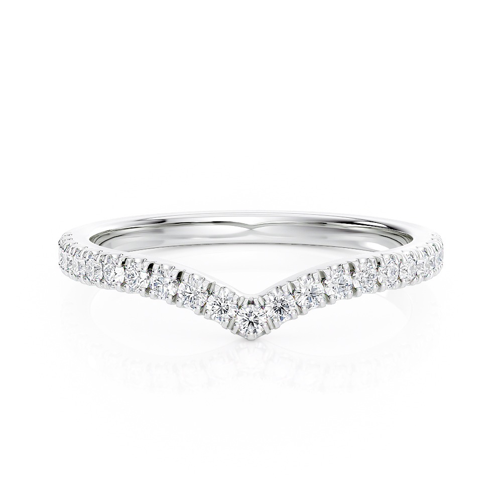 18k White Gold Diamond Petite Curved Band
