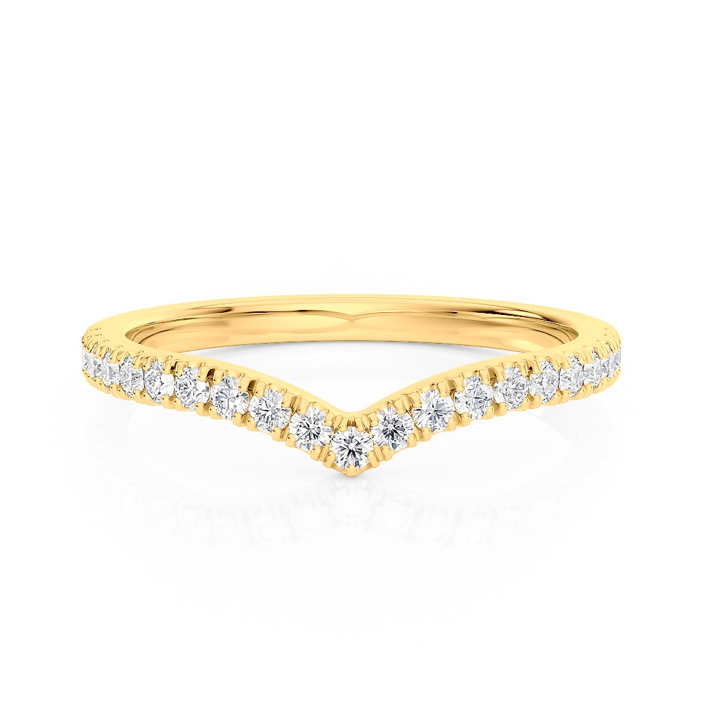 14k Yellow Gold Diamond Petite Curved Band