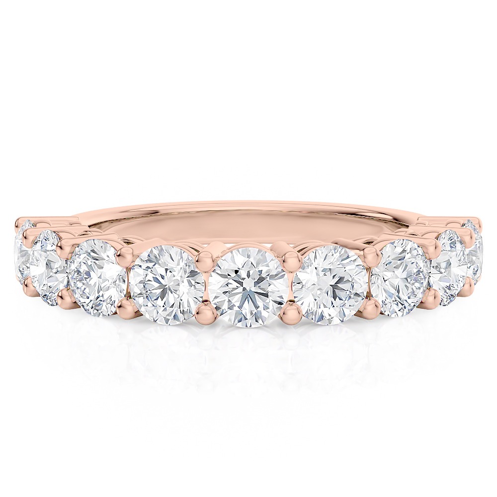 14K Rose Gold Round 9 Diamonds Shared Prong Band (1.65 CTW)
