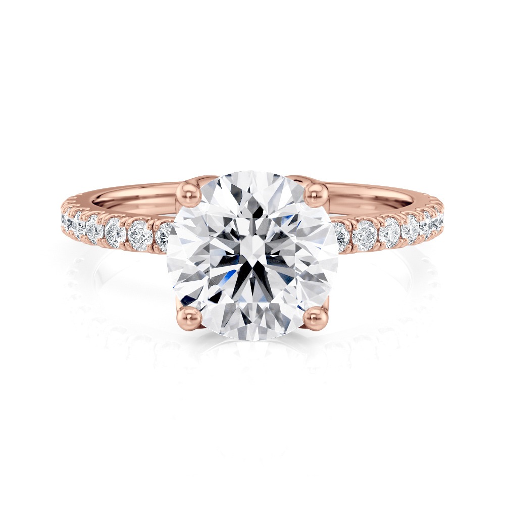 14K Rose Gold Petite Tulip Pave Engagement Ring