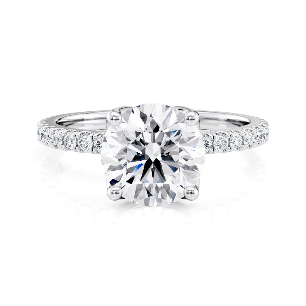 18K White Gold Petite Tulip Pave Engagement Ring