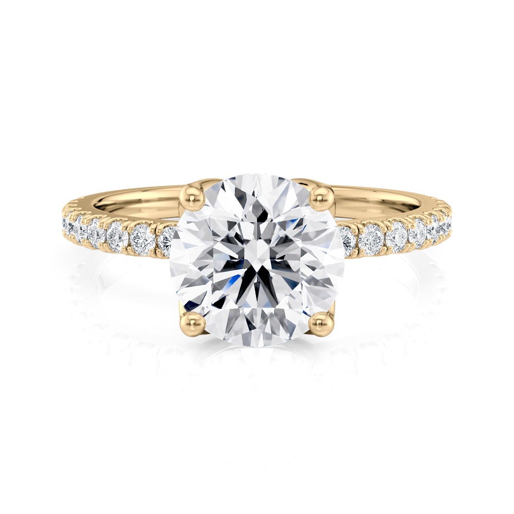 14K Yellow Gold Petite Tulip Pave Engagement Ring
