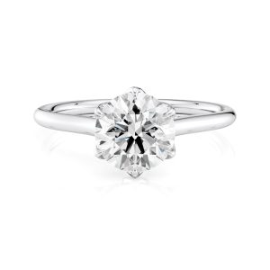 14K White Gold 6 Tulip Cathedral Engagement ring