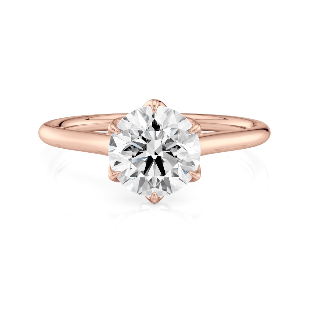 14K Rose Gold 6 Tulip Cathedral Engagement ring