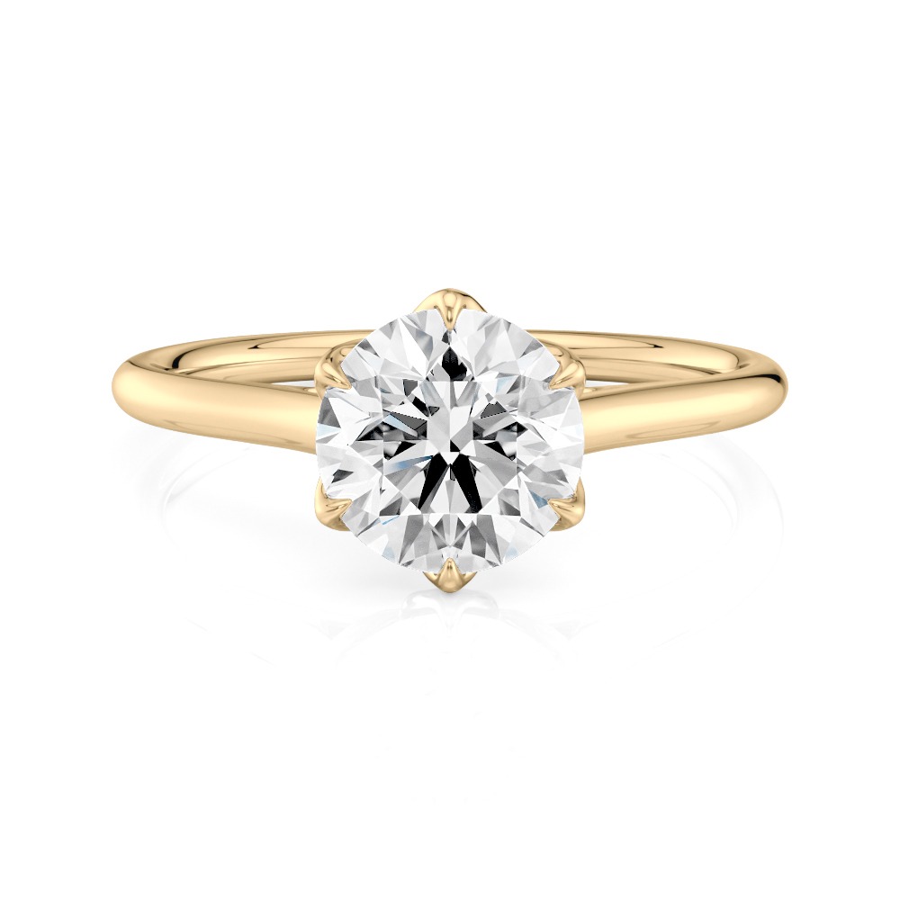 14K Yellow Gold 6 Tulip Cathedral Engagement ring
